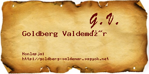 Goldberg Valdemár névjegykártya